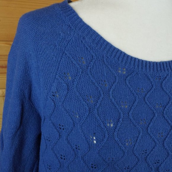 Loft Blue Knit‎ Scalloped Hem Sweater Size Medium - Picture 3 of 7
